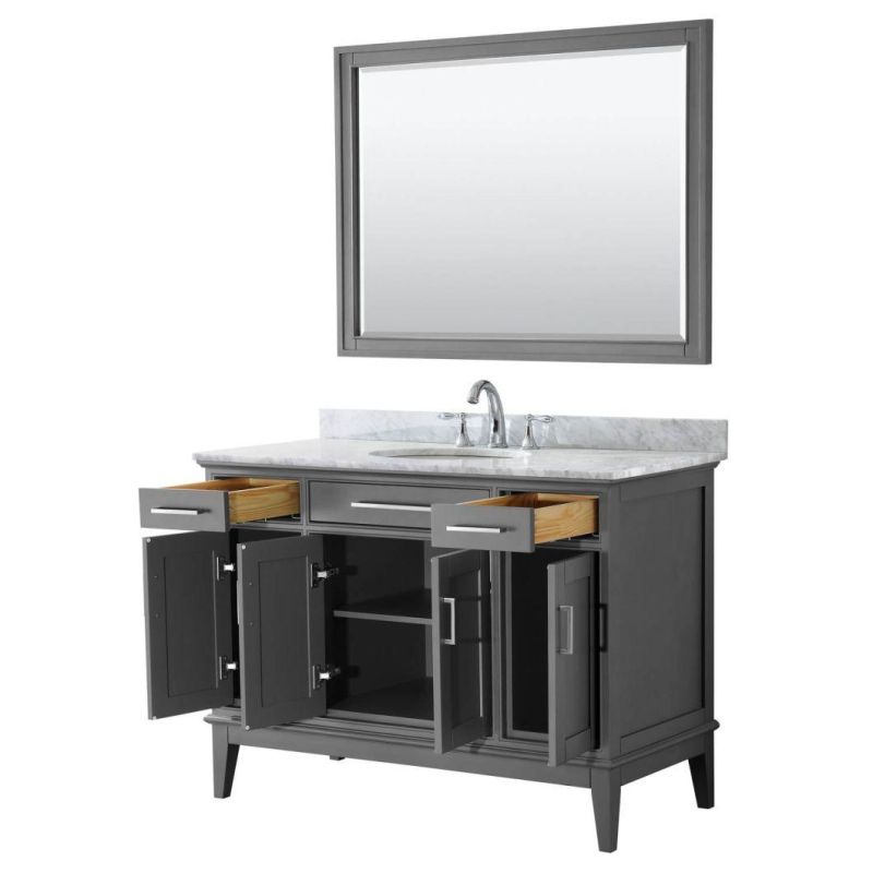 48" Single Bathroom Vanity-Dark Gray with Double Ceramic Sinks