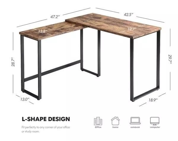 Modern Style Computer Desk Laptop Table with Shelves for Office Working