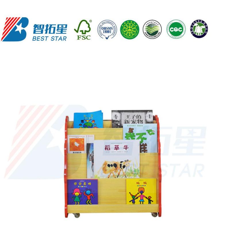 Kindergarten and Preschool Furniture, School Library Book Rack, Cartoon Kids Bookcase, Cartoon Book Storage Cabinet, Wood Display Children Storage Bookshelf