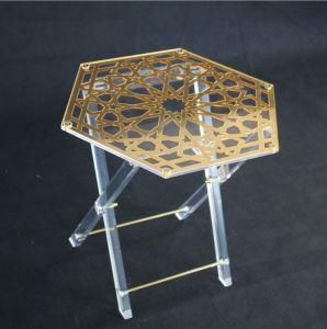 Double-Side Gold Hexagon Acrylic Folding Table