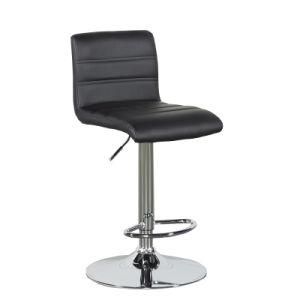 New Arrival Modern Style Metal Kitchen PU Leather Fabric Chrome Base Metal Bar Stool with Back