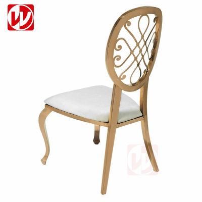 Modern Stacking Design Fancy Event Banquet Round Back Wedding Gold Stainless Steel Chair