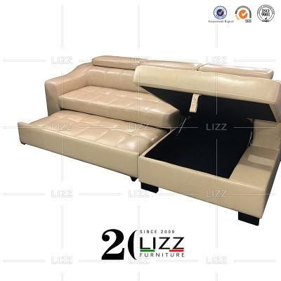 Factory Solid Wooden Indoor Home Living Room Furniture Modern Real Leather L Shape Corner Sofa