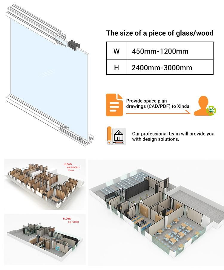 Morden Style Wall Cladding Soundproof Price Soundproof Partition Glass Design Partition Office Furniture