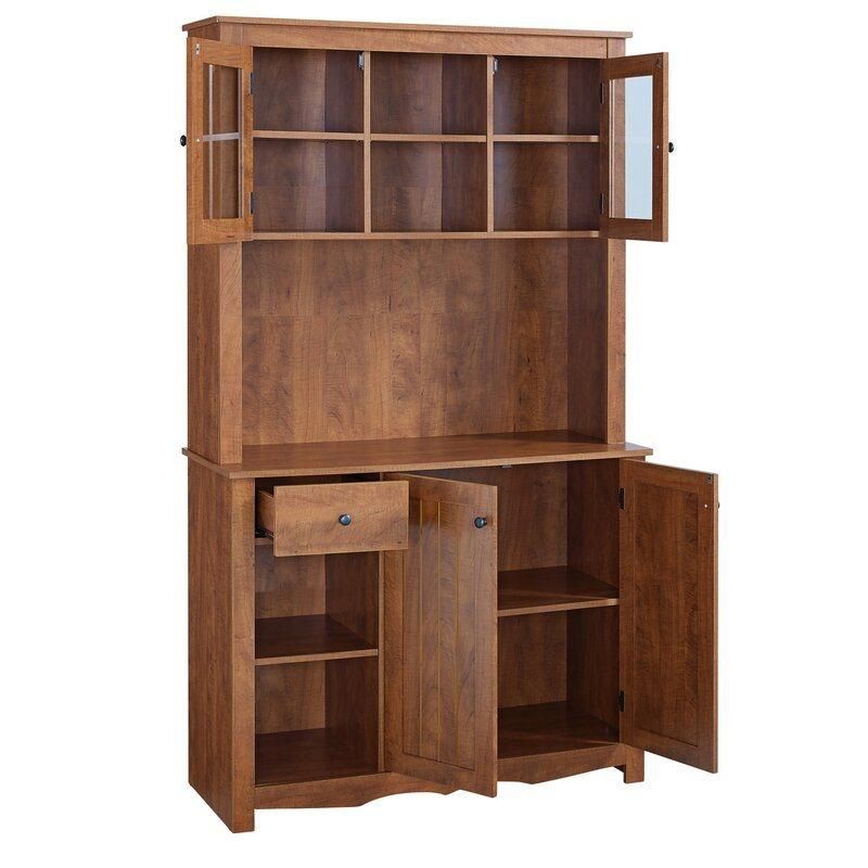 Unique Design Antique Cherry China Cabinet Living Room Furniture with Glass Shelf