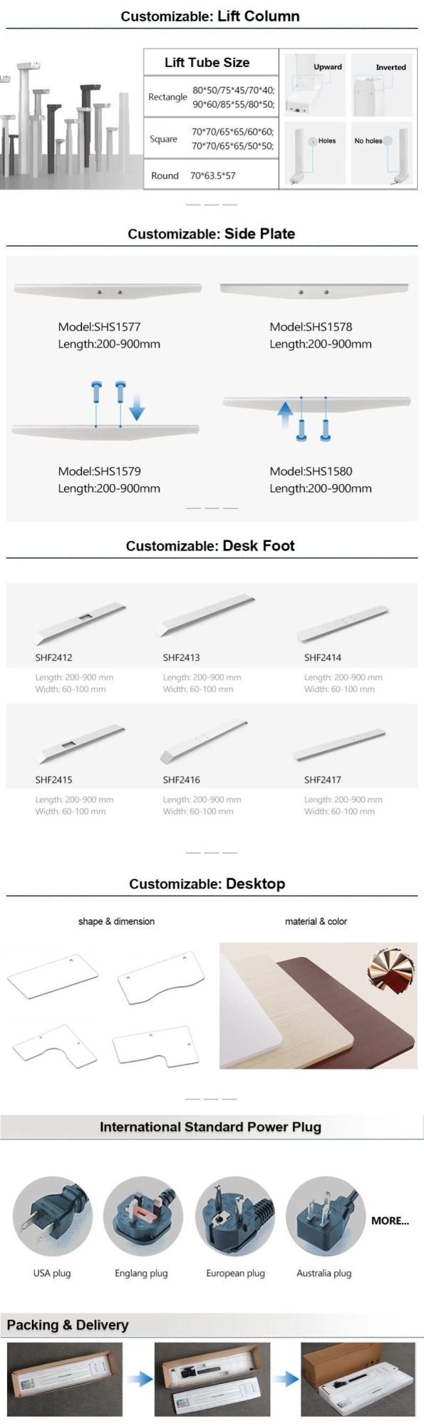 Single Motor Adjustable Table Height Mechanisms with Two Legs