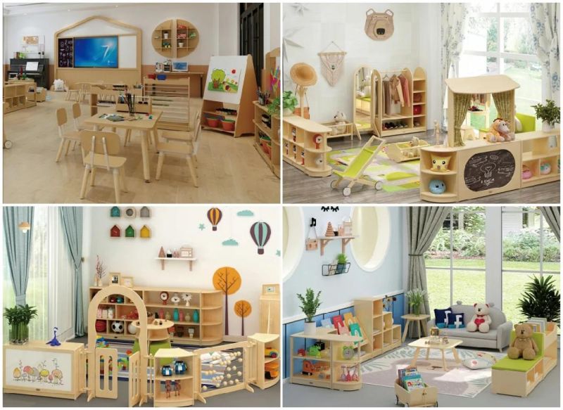 Cowboy Daycare Kids Furniture Table and Chairs Customized Cabinets Wooden Bookshelf Supplies
