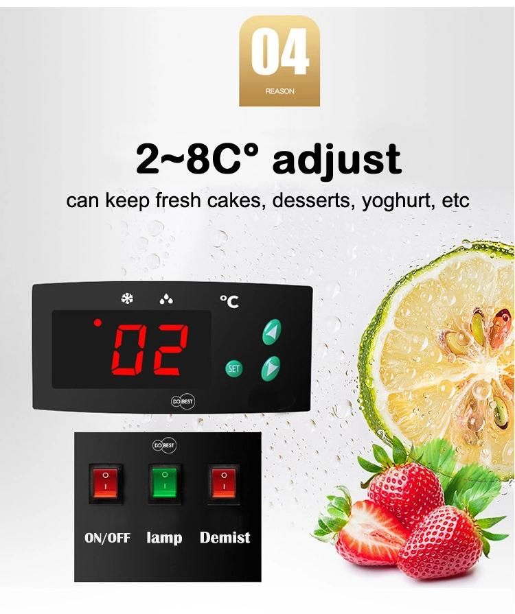 European Modern Fruit Cake Display Fridge Cabinet, Rotating Acrylic Display Coffee Shop Sandwich Glass Display Fridge