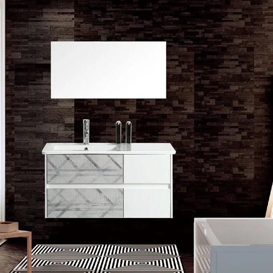 MDF Plywood Bathroom Furniture Bathroom Cabinet with LED Light Mirror