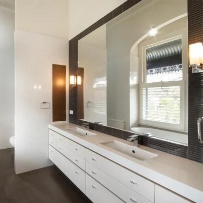 Customized Wood Color Laminated Bathroom Vanity Mirror Cabinets Furniture with Basin and Faucet