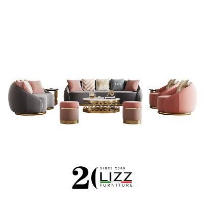Luxury Dudai Stlye Velvet Fabric Home Furniture Sofa with Metal Leg