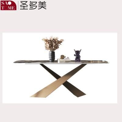 Modern High-Grade Rock Board Furniture Cross Base Dining Table