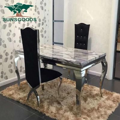 Modern Design Rectangle Dining Table with Marble Top for Wedding