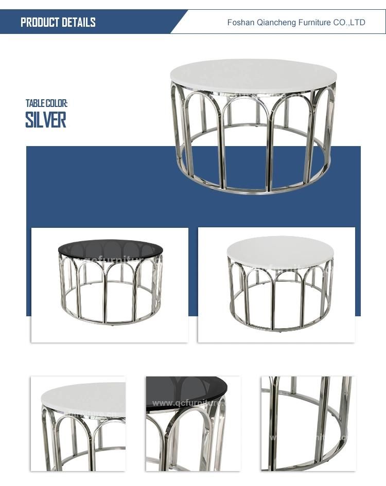 Modern Furniture Elegant Round Nest Glass Stainless Steel Coffee Sofa Table