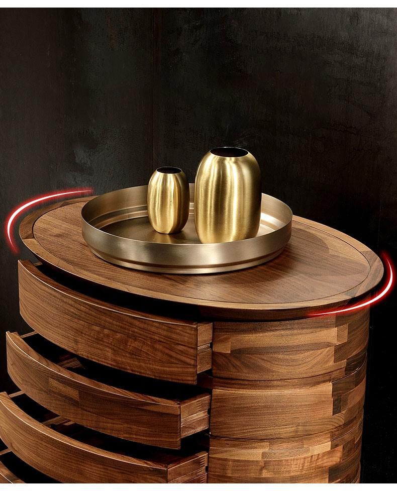 Nordic Unique Design North American Black Walnut Solid Wood Cabinet for Sitting Room