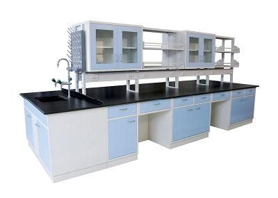 Physical Steel Lab Furniture with Top Glove Box, Bio Steel Wall Bench Lab/