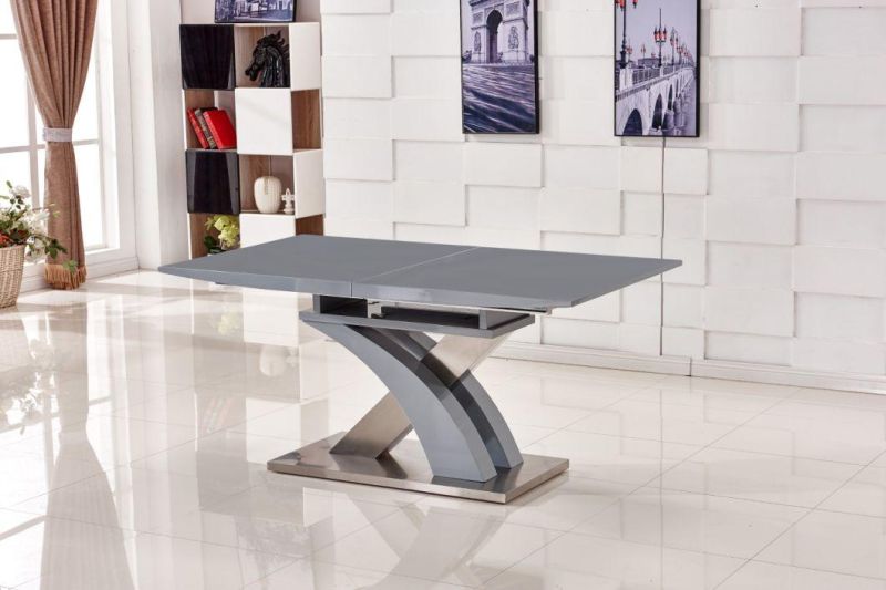 Modern Home Living Room Dining Furniture Extendable MDF Gloss Table Top Dining Table with MDF Frame