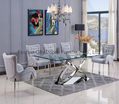 Whole Stainless Steel Plate Base Modern Style Stainless Steel Dining Table