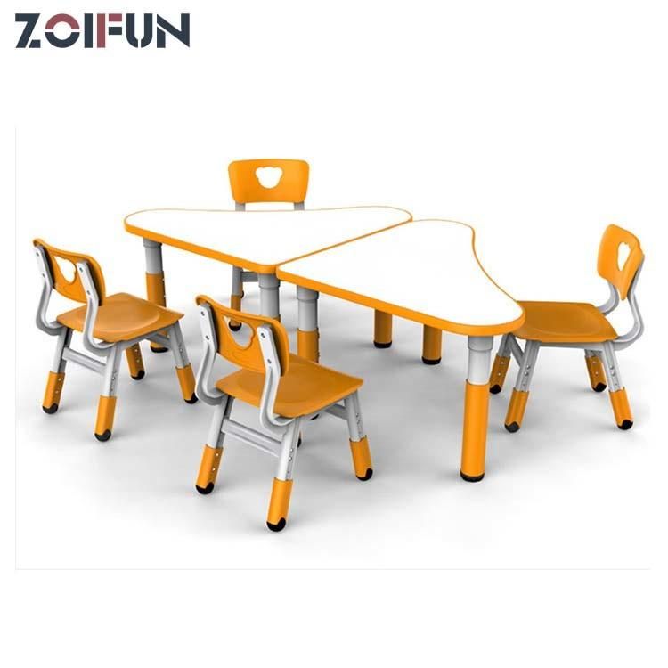 Height Adjustable Green Color Plastic Kindergarten School Desk and Chair Nursery Furniture