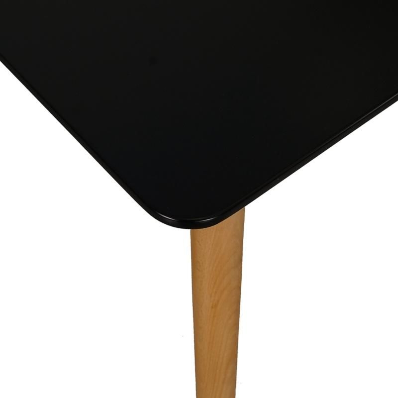 Nordic Beech Wooden Legs Square Design MDF Black Top Dining Table