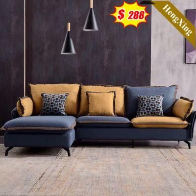 Vintage Design Furniture Living Room Office Fabric PU Leather L Shape Sofa Set Couch