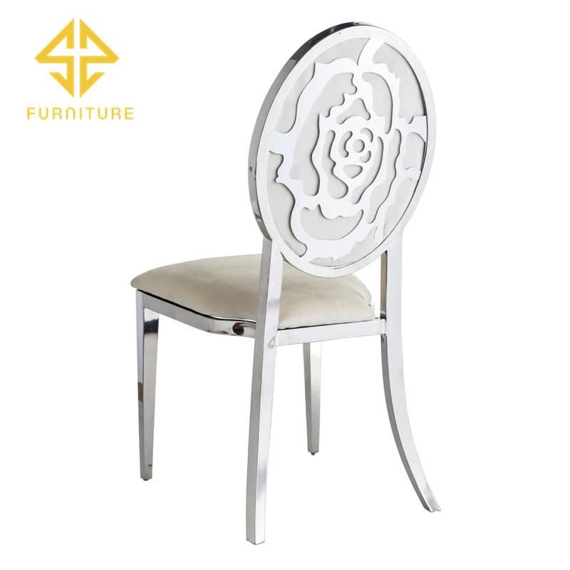 Luxury Flower Shape Frame Back Stainless Steel Wedding Dining Chair for Sale