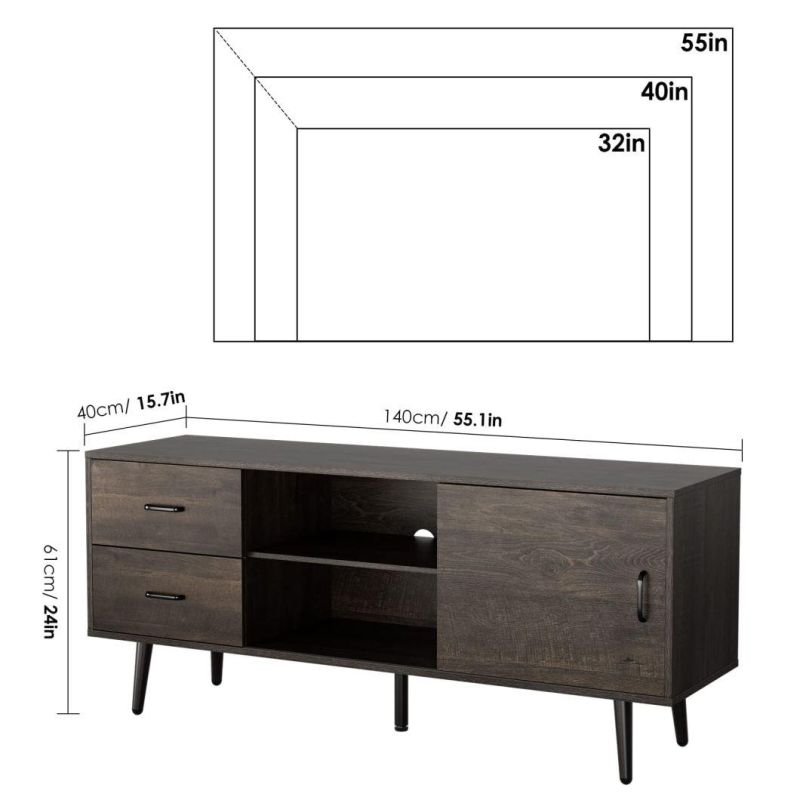 Wooden TV Media Cabinet with Storage