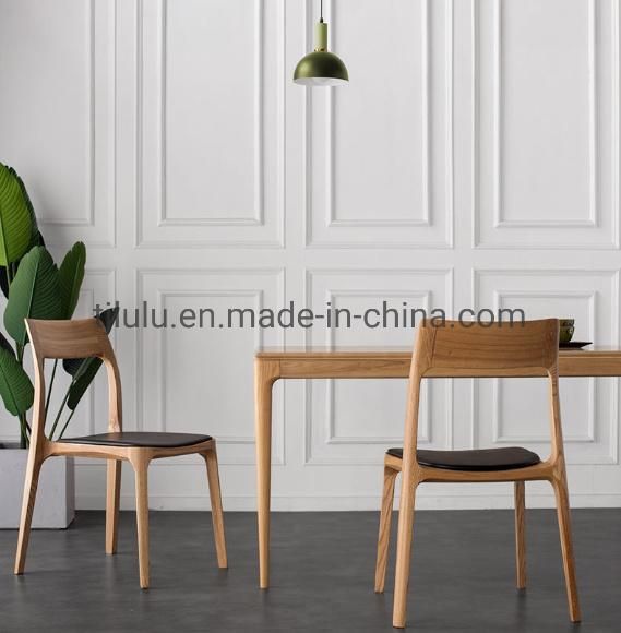 Wholesale Modern Nordic Solid Wood Dining Chair with PU Leather Cushion for Dining Room and Living Room Wegner Wooden Restaurant Chair