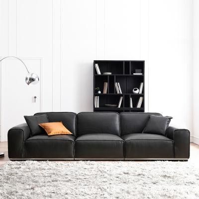 Genuine Leather Seating Modern Leisure Couch Italian Minimalism Sofa Set for Living Room Furniture