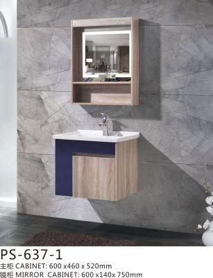 Good Sale PVC Wall Mounted Type Bathroom Wash Basin Unit with Ceramic Basin and Modern LED Mirror Cabinet