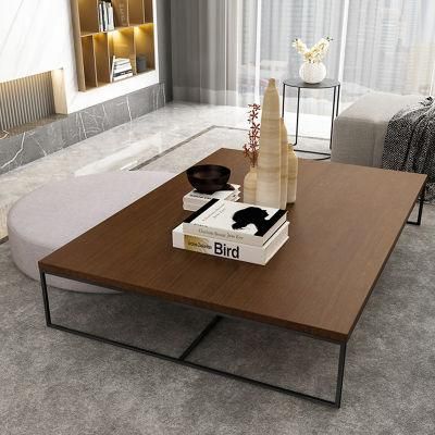Simple Classic Hotel Furniture Iron Legs MDF Top Large Coffee Table