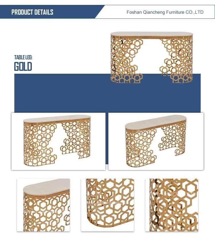 Modern Golden Marble Top Luxury Console Table