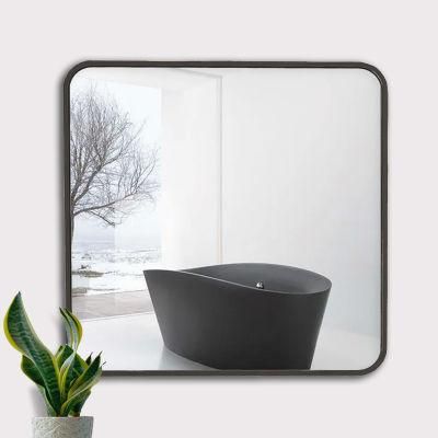 Modern Bathroom Wall Decor Black Stainless Steel Square Mirror