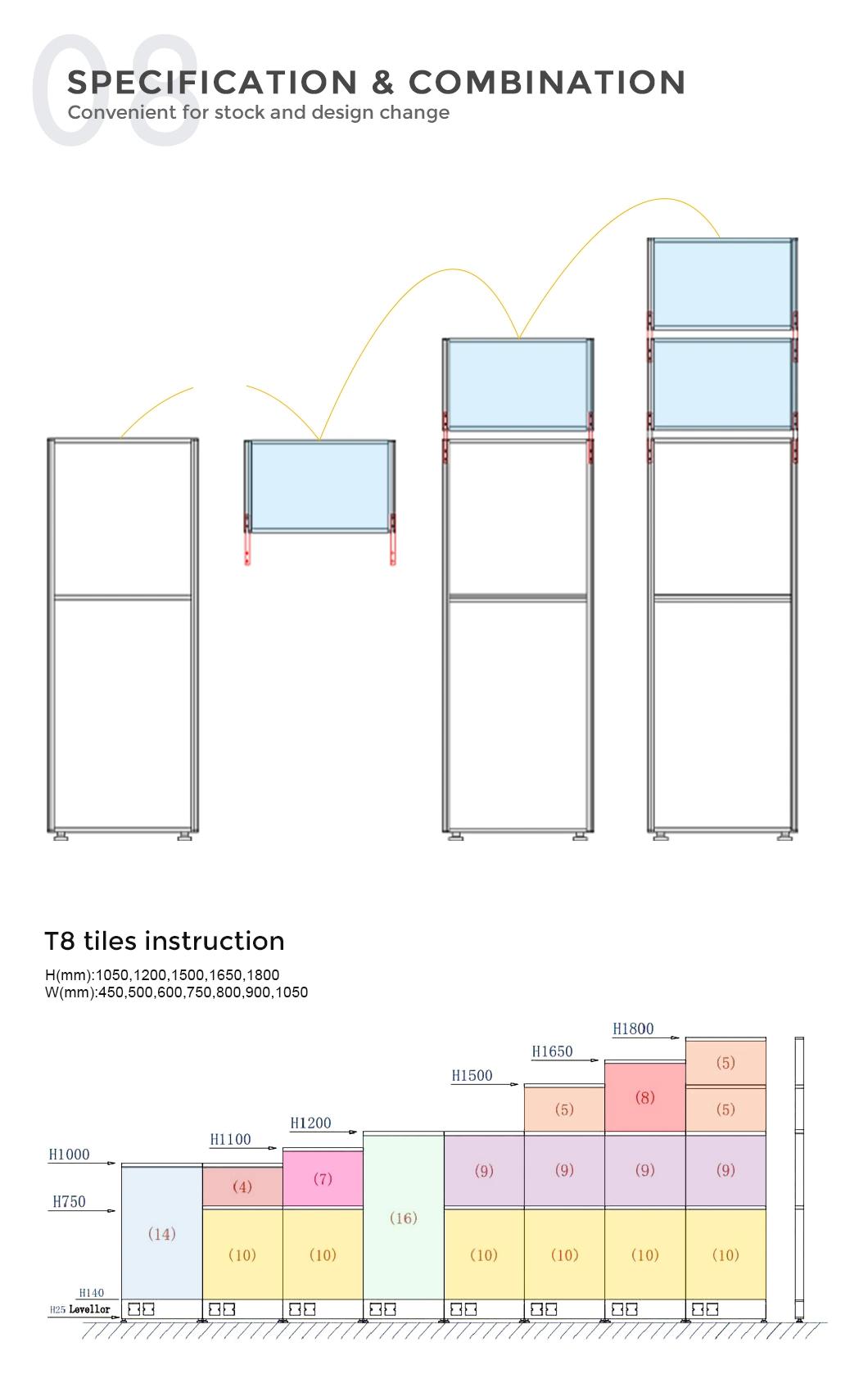 Modern Office Aluminum Profile Partition Desk Workstation with Desktop Partition