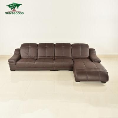 Modern Leisure Sectional Leather Living Room Corner Seating Wood Frame Sofa