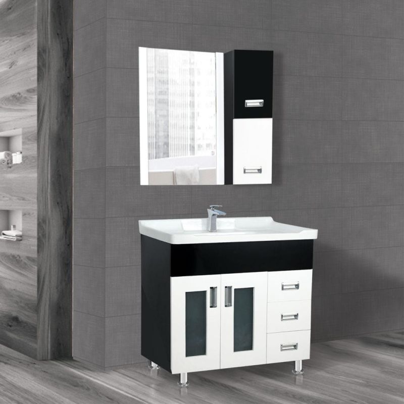 White Stainless Steel Bathroom Vanity with Mirror Furniture