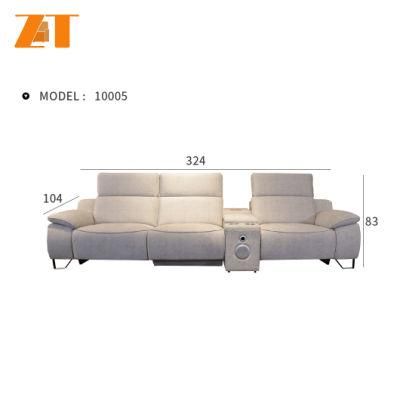Luxury Quality Smart Home High Back Grey Remote Control Sectional Recliner Sofa