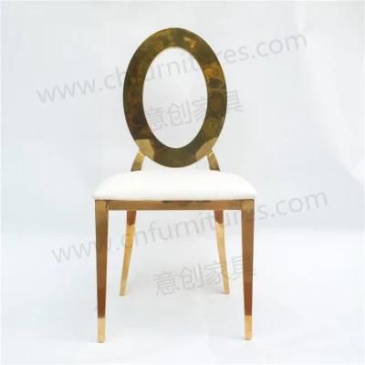 Round Back with Hollow High Quality Dining Room Wedding Gold Stainless Steel Chair Ycx-Ss28