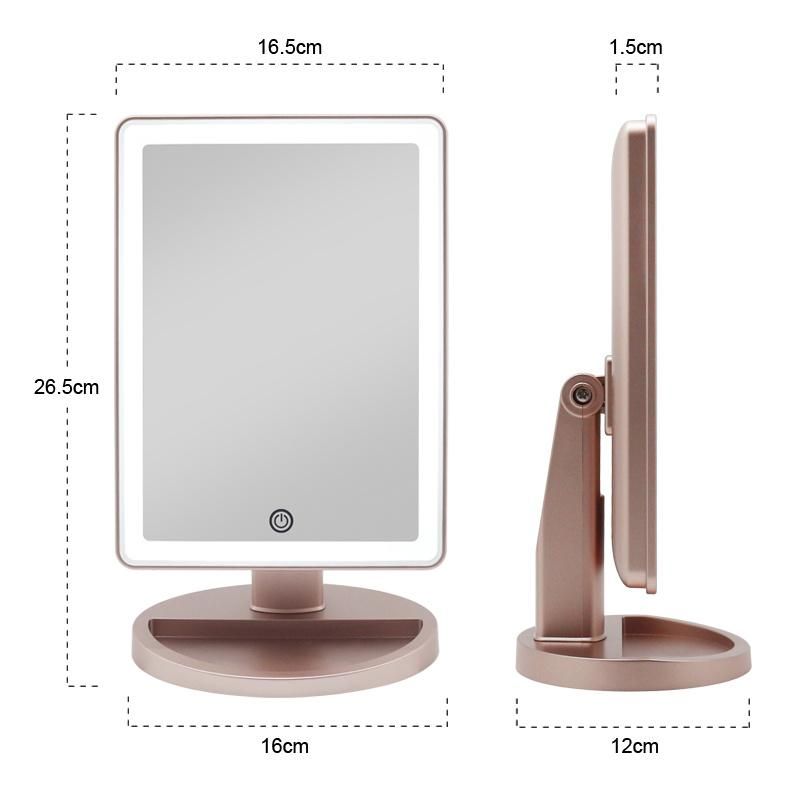 Pocket Mirror with Lights LED Touch Screen Make up Cosmetic Mirror