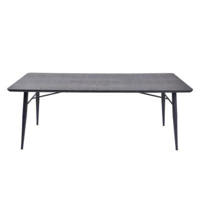 High Quality Home Furniture MDF Wood Modern Dining Table with Black Legs