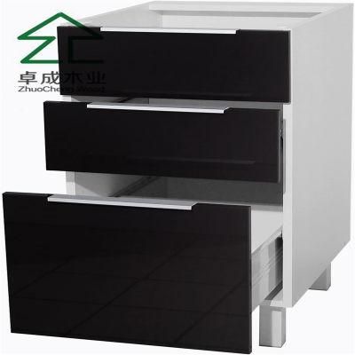 Black Hight Gloss Three Drawers Base Kitchen Cabinet