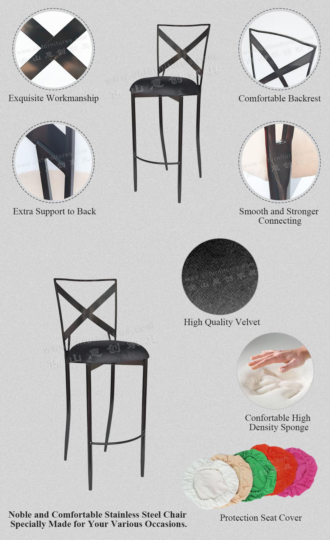 Hyc-H023 New Style High Stainless Steel Black Wedding Bar Chair for Sale