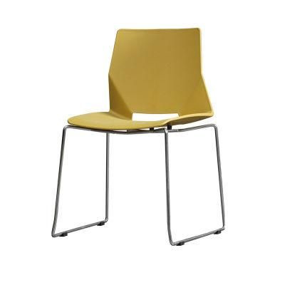 Home Furniture Modern Design Dining Room Stacking Office Chairs PP Seat Dining Chairs with Metal Leg