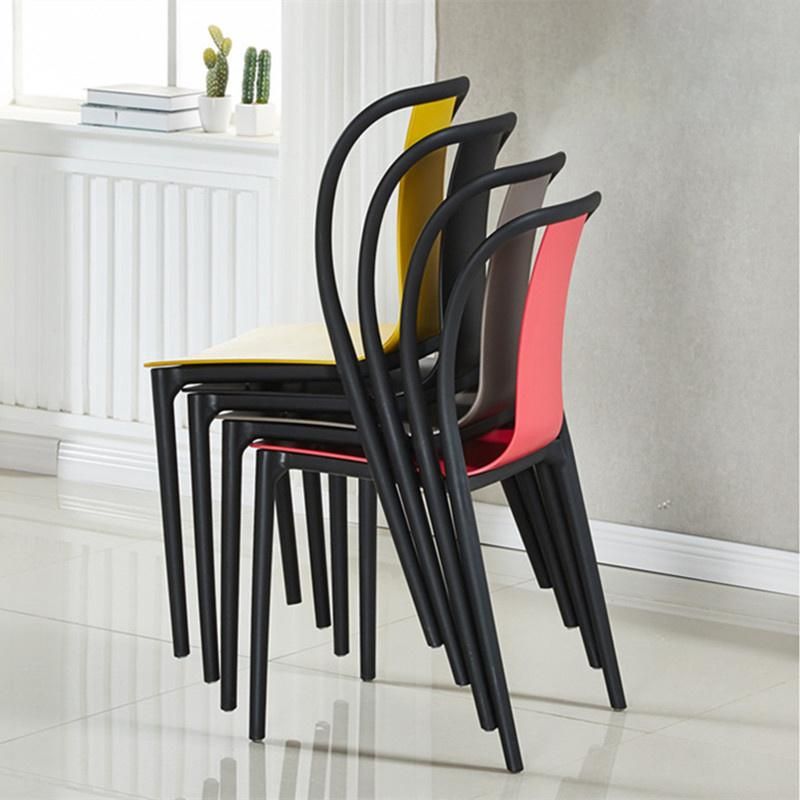 Nordic Modern Simple Style Outdoor Restaurant Furniture Plastic Fashion PP Sets Metal Frame Dining Chair