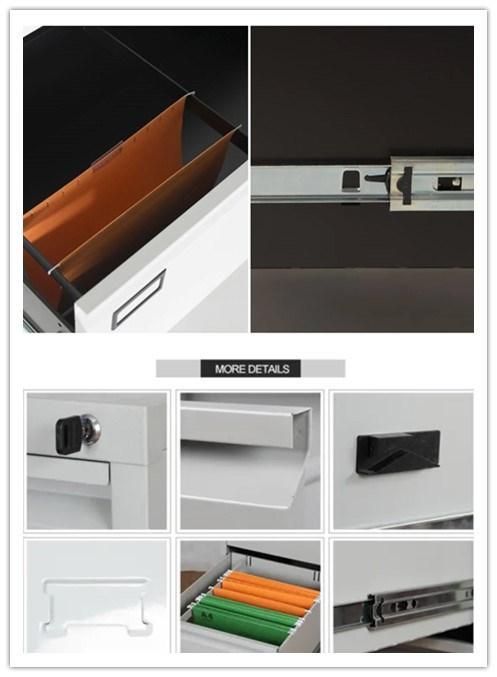 Modern Design Table Filing Metal Cabinet Mobile Metal Double Drawers Storage Cabinet for Office Use