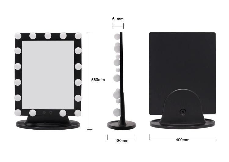 Square Adjusting LED Makeup Touch Sensor Hollywood Cosmetic Mirror