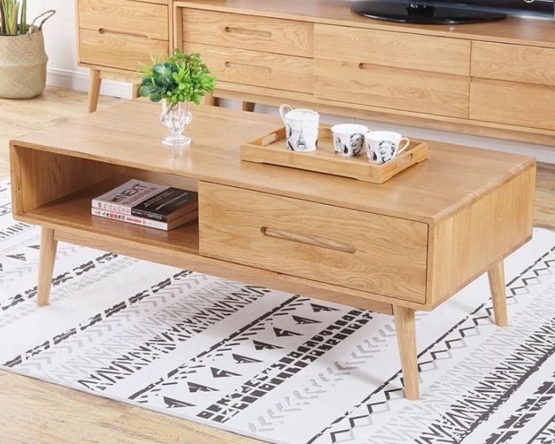 Furniture Cabinet Table Home Furniture Living Room Furniture Simple Nordic Scandinavian Contemporary Modern Rectangular Solid Wood Drawer Storage Coffee Table
