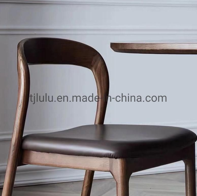 Modern Fabric Solid Wood Upholstered Dining Chair Restaurant Kitchen Leather Cafe Wooden Chair