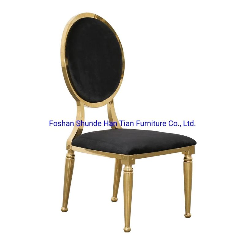 Round Mirror Back Gilt Stainless Steel Hotel Wedding Dining Chair