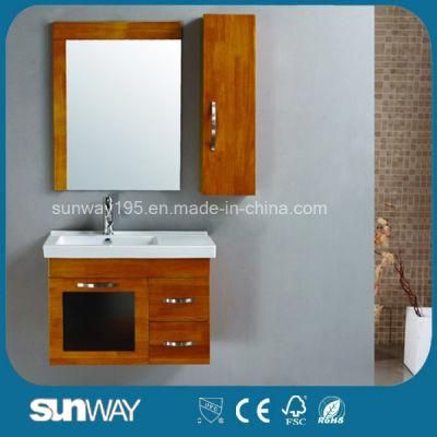 Glossy Wall Hung Solid Wood Bathroom Furniture Sw-Mj930